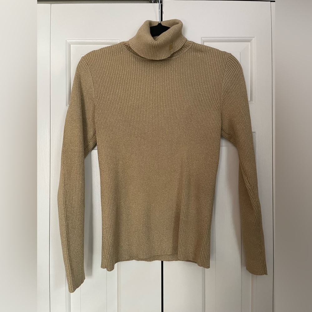 Ralph Lauren Metallic Gold Ribbed Sweater